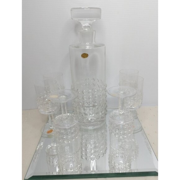 Crystal Decanter & 6 Glasses Whiskey Bourbon Crystal Poland Original Sticker MCM - Picture 11 of 16